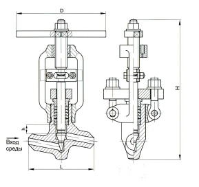 Клапан регулирующий игольчатый 10с-3-3 DN 50 мм PN 63 кгс/см2
