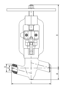 Клапан запорный 588-10-0 DN 10 мм PN 373 кгс/см2