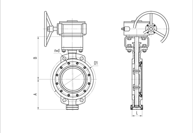 Basic overall and connection dimensions of butterfly valves PA 400. Image