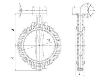 Butterfly valves of PA 600 series. Butterfly valve DN 40 – 600 with worm gear. Image