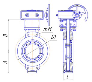 Basic overall and connection dimensions of wafer type butterfly valves PA 900. Image