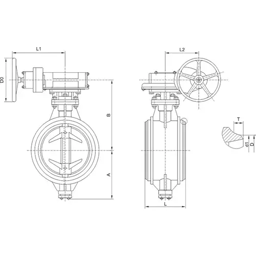 Затвор поворотный дисковый трехэксцентриковый под приварку ПА 944.80.40-04П (корпус - сталь коррозионностойкая CF8, диск - сталь коррозионностойкая CF8, уплотнение - PTFE, направление рабочей среды - одностороннее) DN 80 мм PN 40 кгс/см2
