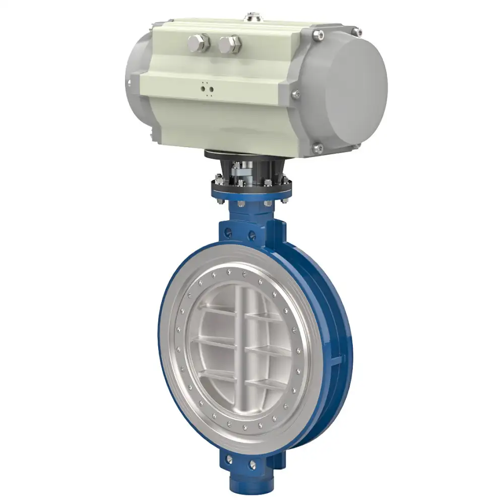 Затвор поворотный дисковый трехэксцентриковый межфланцевый ПА 924.900.10-04 (корпус - сталь коррозионностойкая CF8, диск - сталь 20Л, уплотнение - PTFE, направление рабочей среды - одностороннее) DN 900 мм PN 10 кгс/см2