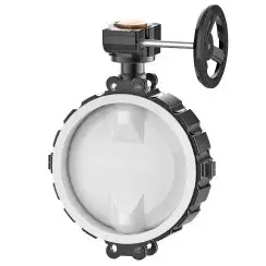 Затвор поворотный дисковый футерованный межфланцевый ПА 254.500.16-01  с редуктором DN 500 мм PN 16 кгс/см2