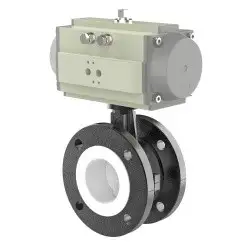Затвор поворотный дисковый футерованный фланцевый ПА 254.200.16-01Ф  с пневмоприводом DN 200 мм PN 16 кгс/см2