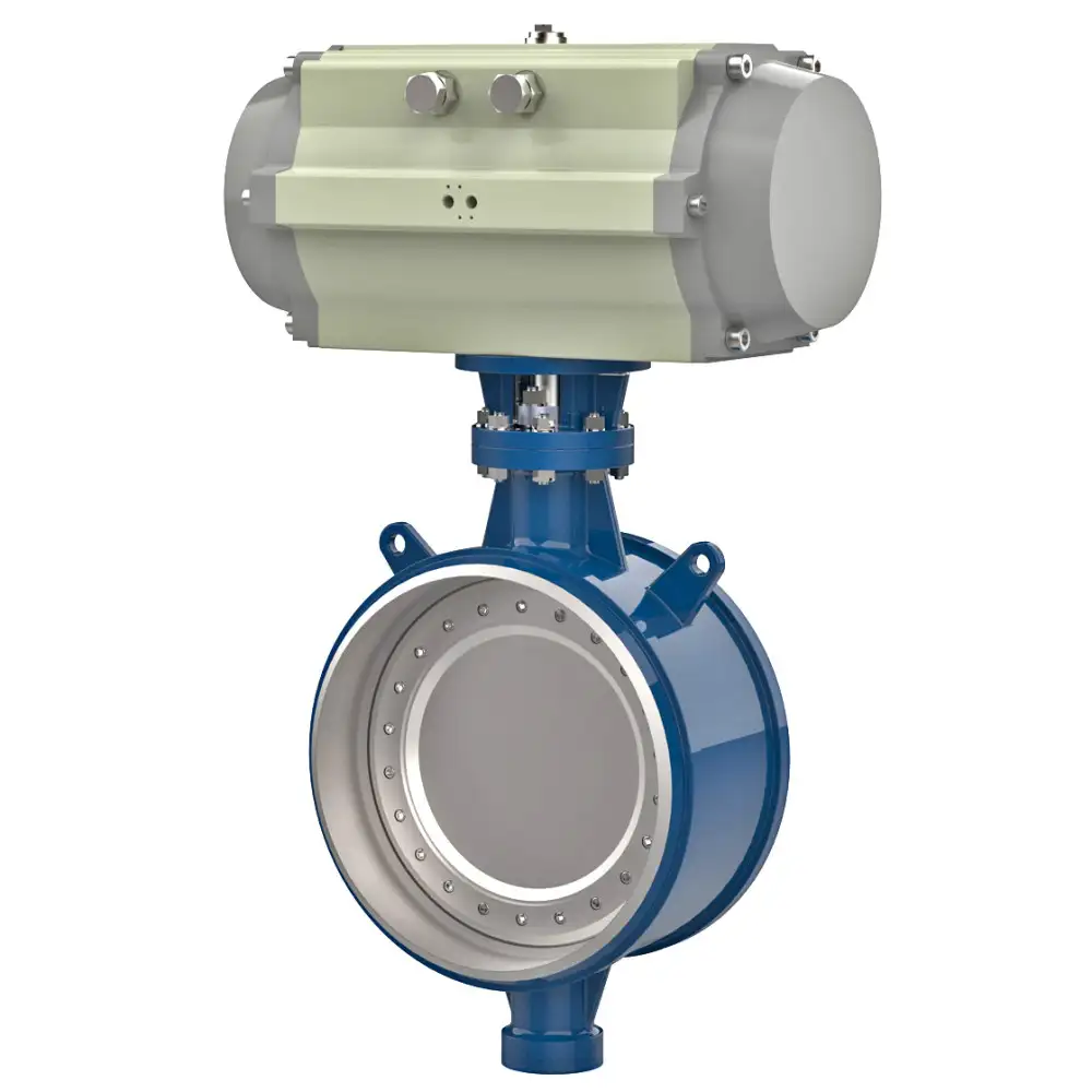 Затвор поворотный дисковый трехэксцентриковый под приварку ПА 968.500.25-06П (корпус - сталь легированная LC1, диск - сталь легированная LC1, уплотнение - нерж.сталь+графит, направление рабочей среды - двухстороннее) DN 500 мм PN 25 кгс/см2