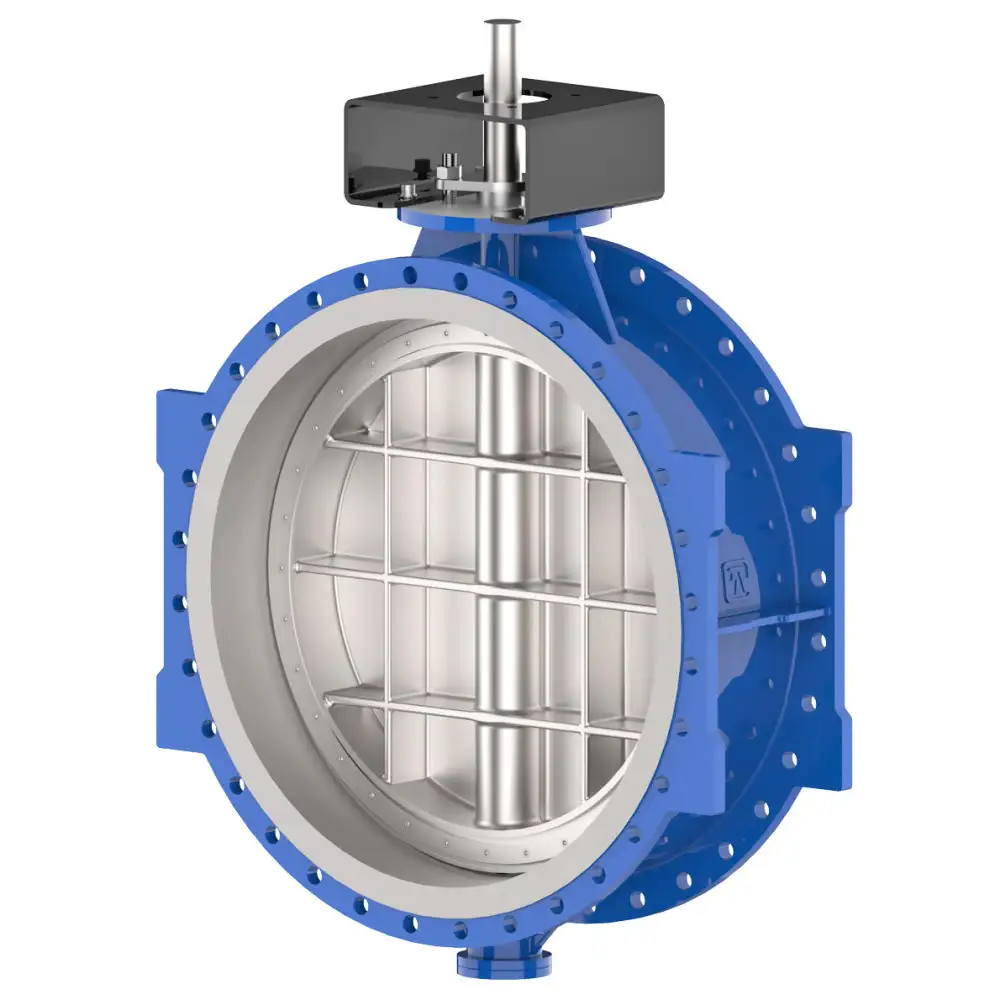 Затвор поворотный дисковый двухэксцентриковый фланцевый ПА 741.1000.10-01 (корпус - чугун GGG40, диск - сталь коррозионностойкая CF8, уплотнение - NBR, тип 1) DN 1000 мм PN 10 кгс/см2