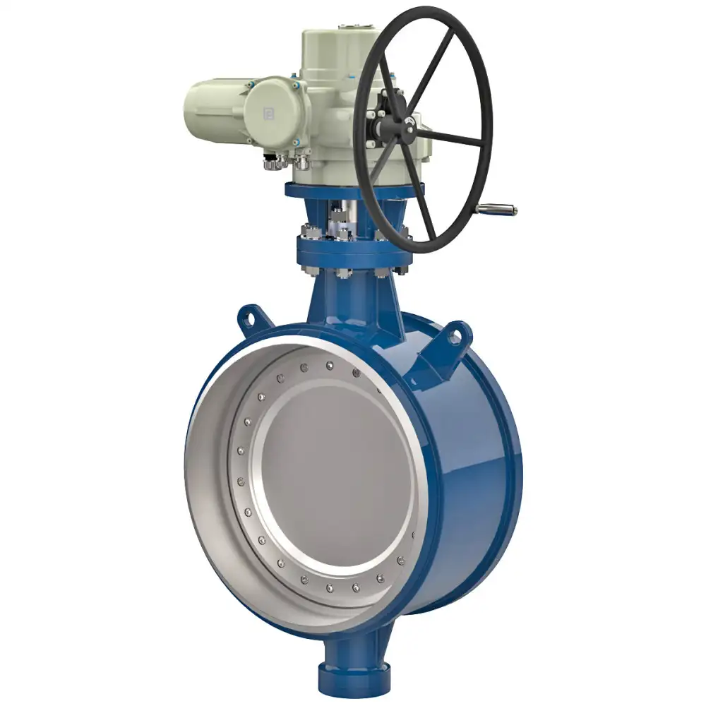 Затвор поворотный дисковый трехэксцентриковый под приварку ПА 968.500.25-06П (корпус - сталь легированная LC1, диск - сталь легированная LC1, уплотнение - нерж.сталь+графит, направление рабочей среды - двухстороннее) DN 500 мм PN 25 кгс/см2