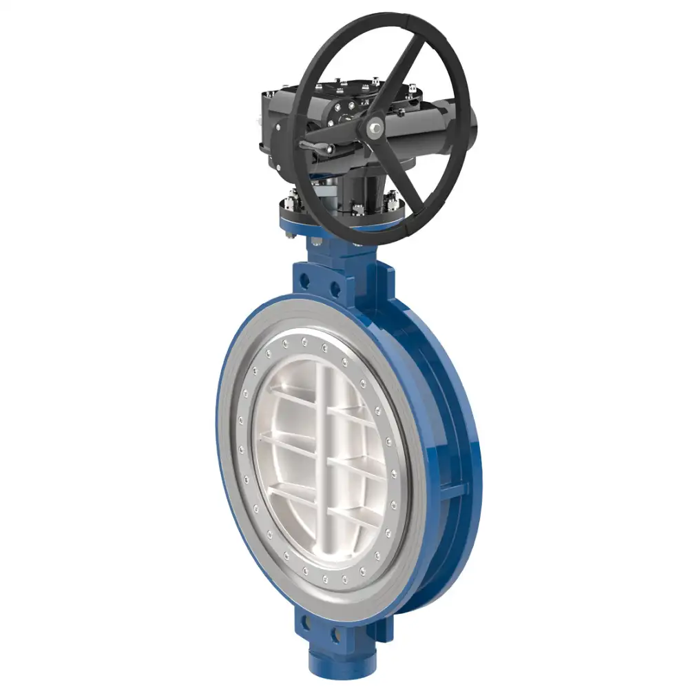Затвор поворотный дисковый трехэксцентриковый межфланцевый ПА 924.900.10-04 (корпус - сталь коррозионностойкая CF8, диск - сталь 20Л, уплотнение - PTFE, направление рабочей среды - одностороннее) DN 900 мм PN 10 кгс/см2