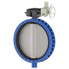 Wafer type butterfly valve and ductile iron disk and EPDM seat, DN800, PN10. PA300 series electric actuator