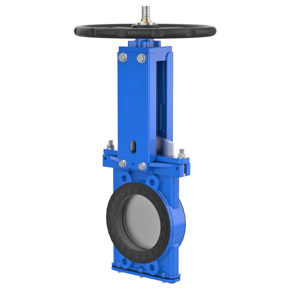 Bidirectional knife gate valve with internal rubber inserts with ductile-iron body and ss304+graphite seat, DN200, PN10. PA550 series 