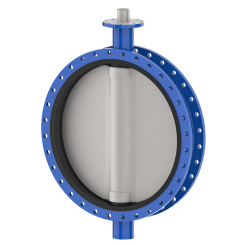 Wafer type butterfly valve with stainless-steel body and ductile iron disk and EPDM seat, DN700, PN10. PA300 series bare stem