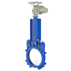 Unidirectional knife gate valve with steel body and EPDM seat, DN700, PN10. PA540 series electric actuator