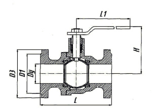 11ч37п flanged ball valve, DN80, PN16 