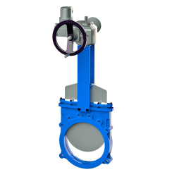 Bidirectional knife gate valve with ductile-iron body and EPDM seat, DN125, PN10. PA520 series electric actuator