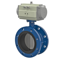Затвор поворотный дисковый фланцевый ПА 311.150.16-01Ф  с пневмоприводом DN 150 мм PN 16 кгс/см2