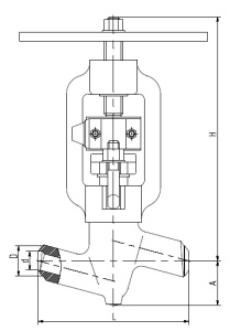 Клапан запорный 1055-32-0 DN 32 мм PN 250 кгс/см2