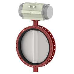 Wafer type butterfly valve with steel body and carbon steel disk and EPDM seat, DN800, PN10. PA300 series pneumatic actuator