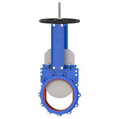 Bidirectional knife gate valve with polyurethane seat with steel body, DN100, PN10. PA560 series 