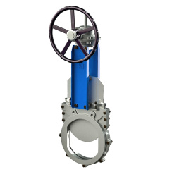 Bidirectional knife gate valve with demountable body with steel body and EPDM seat, DN300, PN10. PA530 series reducer