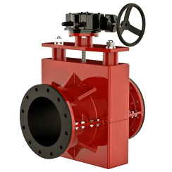 Reinforced pinch valve with steel body and natural rubber seat, DN1200, PN10. PA820 series 