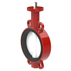 Wafer type butterfly valve with steel body and stainless steel disk and EPDM seat, DN100, PN16. PA300 series bare stem