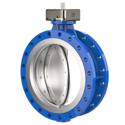 Wafer type butterfly valve with double eccentricity with stainless-steel body and stainless steel with molybdenum disk and NBR seat, DN150, PN25. PA700 series bare stem