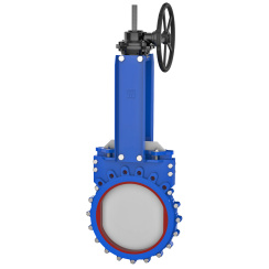 Bidirectional knife gate valve with polyurethane seat with stainless-steel + molybdenum body, DN800, PN10. PA560 series 
