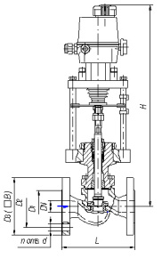 Клапан регулирующий односедельный 25нж947нж DN 100 мм PN 40 кгс/см2