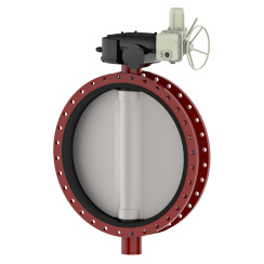 Wafer type butterfly valve with steel body and carbon steel disk and Viton seat, DN1000, PN10. PA300 series electric actuator