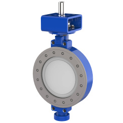 Wafer type butterfly valve with double eccentricity with stainless-steel + molybdenum body and stainless steel disk and PTFE+SS seat, DN600, PN10. PA400 series bare stem