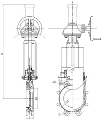 Unidirectional knife gate valve with steel body and EPDM seat, DN1400, PN10. PA540 series 