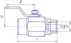 split-body ball valve, DN20, PN160 