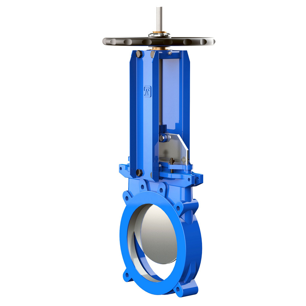 Задвижка шиберная межфланцевая ПА 543.1200.10-02ПП2 (корпус - сталь 20Л, нож - нержавеющая сталь, уплотнение - VITON, направление рабочей среды - одностороннее, рабочее давление 2 кгс/см2) с пневмоприводом DN 1200 мм PN 10 кгс/см2